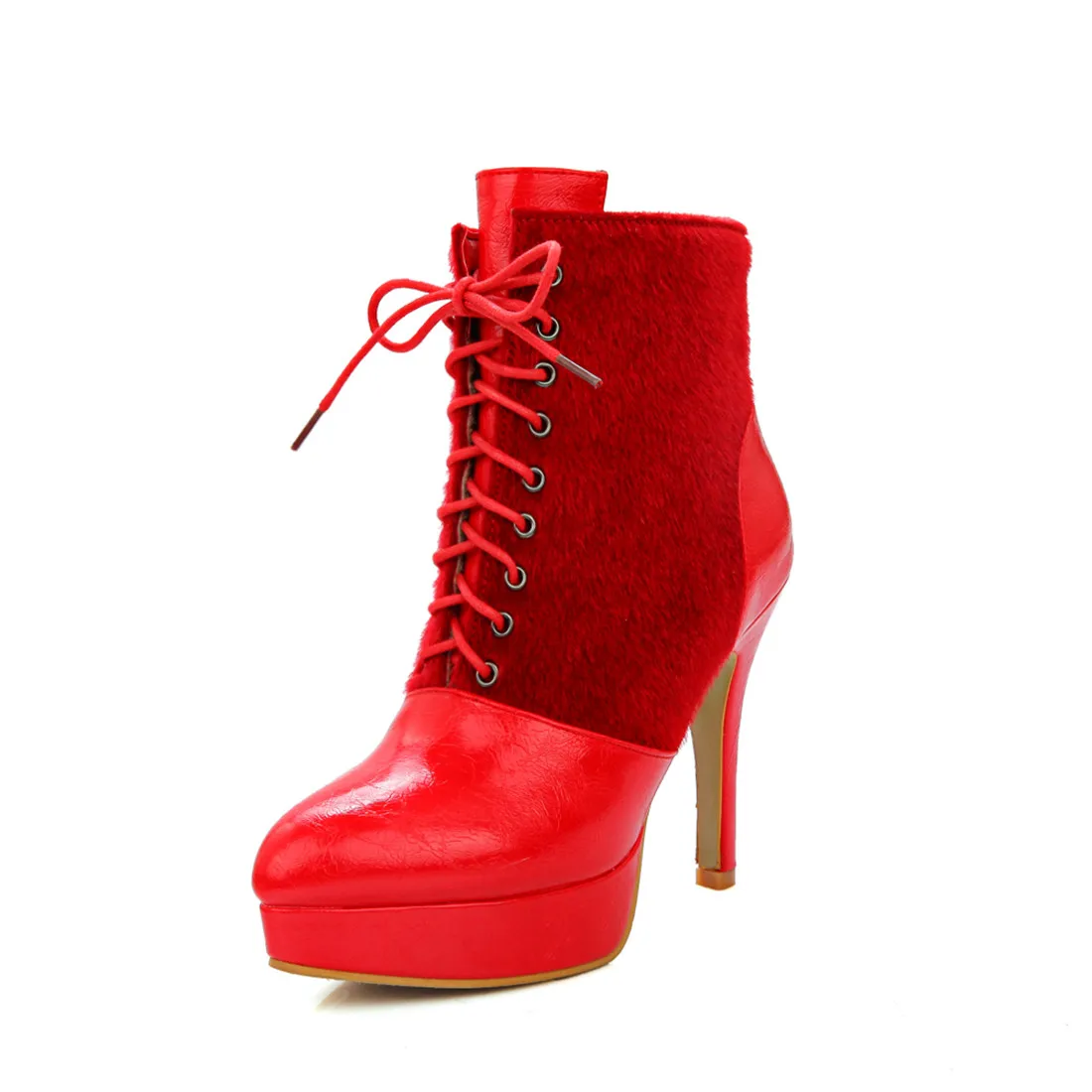 

Doratasia Plus Size 32-46 Pointed Toe On Sale Platform Add Fur Winter Boots Woman Shoes High Heels Shoes Woman Ankle Boots