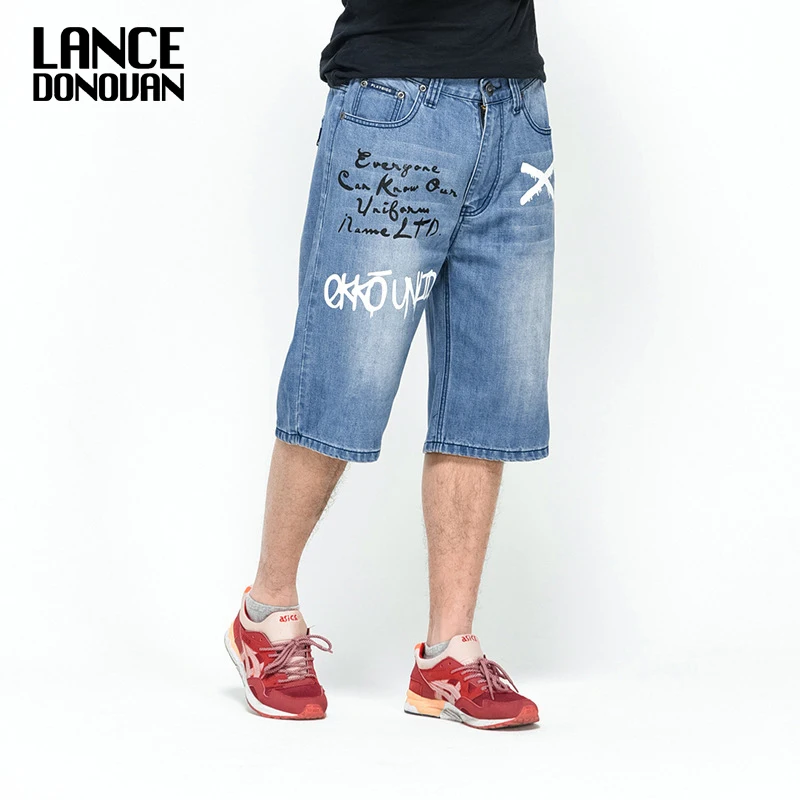 

Denim Shorts Jeans Men 2017 Summer HIP HOP Harlan Straight Loose man Bike Jeans Black/Blue