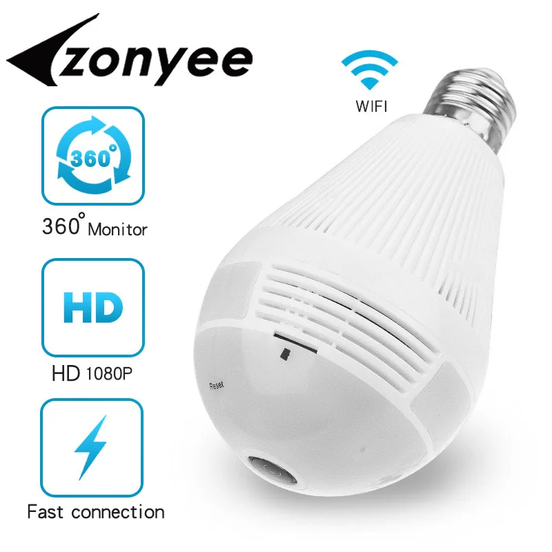 

Light Bulb Wireless IP Camera Surveillance HD 960P P2P Fisheye 360 Degree Panoramic Full View Audio Wifi Home Security Camera