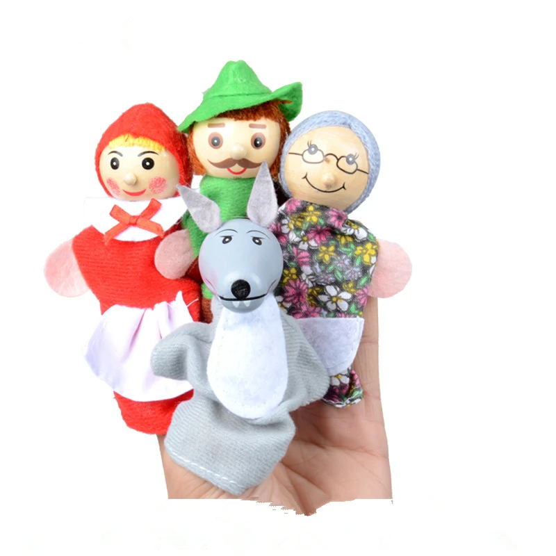 4 шт./лот сказочные истории Гримм маленький красный капюшон пальчиковые плюшевые игрушки куклы развивающие Ручные куклы перчатки для детей