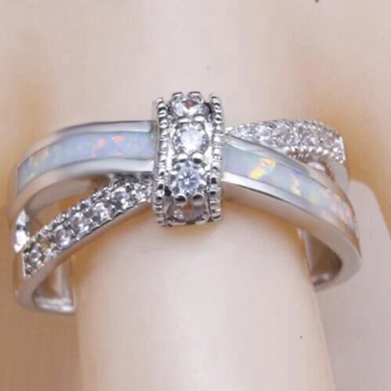 Size 4-12 Stering Silver 925 Australian Fire Opal Ring Wedding Engagement Anniversary Christmas Gifts Statement