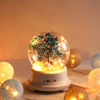 

2019 New Led Bottle Lamp Preserved Flower In Glass Dome, Night Light Bluetooth Speaker High Quality Home lighting decoration