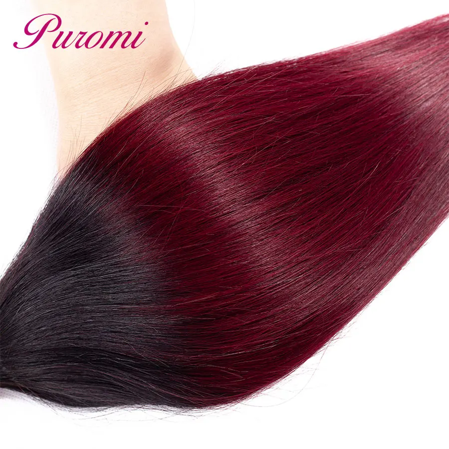 Omber Peruvian Hair Weave 3 Bundle Deals 1b/27 Two- tone Remy Human Hair Straight 3 Bundles Puromi Hair Product