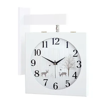 

Solid Wood Clock Double Sided Nordic Modern Guess Wome Watch Mechanism Fashion Two Side Wall Watches Living Room Decor 50Q328