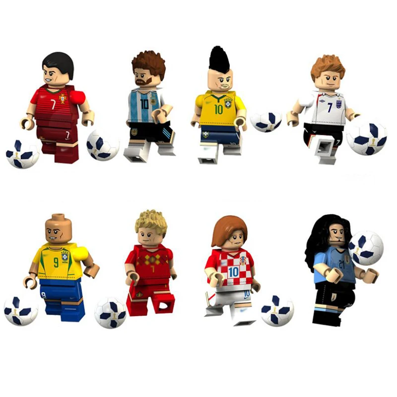 

Legoings 8pcs/lot Anime Football Stars Ronaldo Messi Neymar Building Blocks Toys