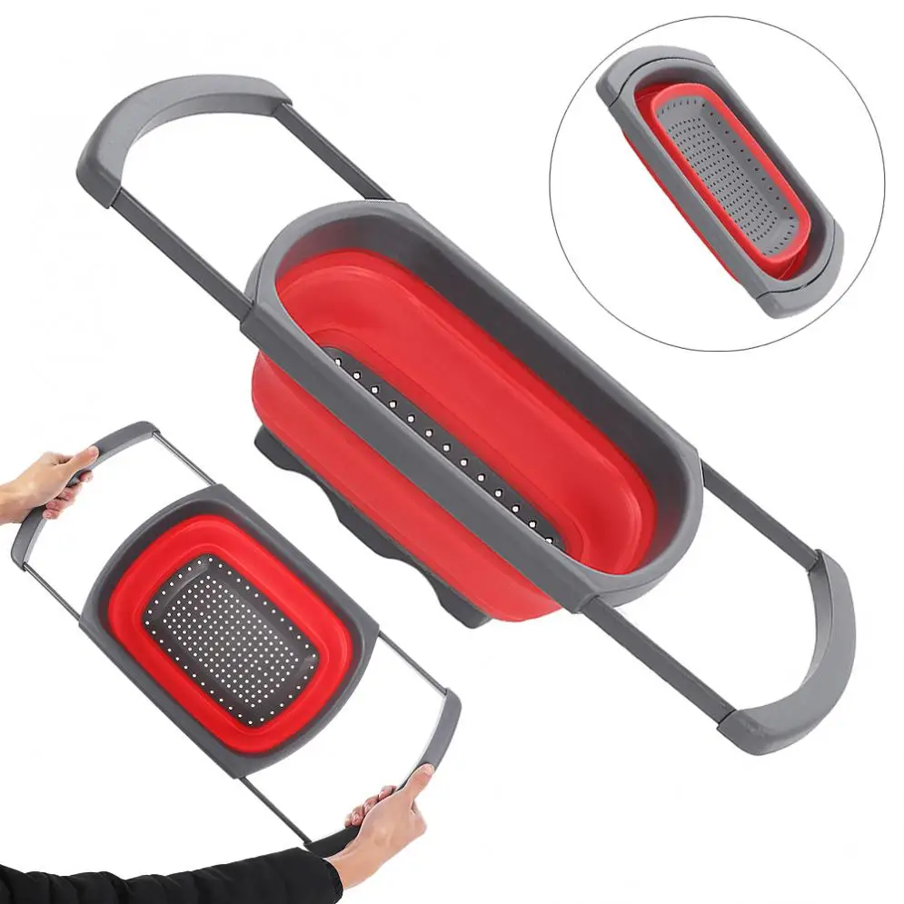 

Large Telescopic Foldable Silicone Strainers Colander Set Fruit Vegetable Basket for Home Fruit Cleaning / Kitchen Storage