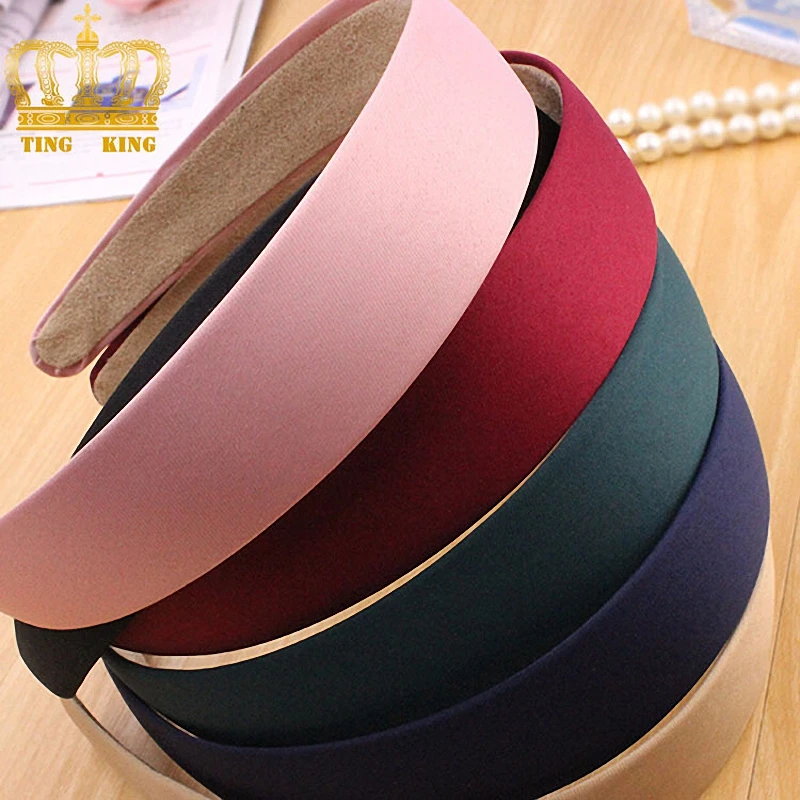 

Fashion Women Girls Hair Band Headwear Wide Casual Hair Accessories Turban Hoop Satin Solid Wide Head Band Ribbon HairBands