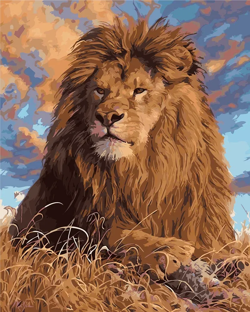 

Frame animal pictures DIY Painting By Numbers lion Home Decor Wall Painting Coloring Paint On Canvas Unique Gift For Wall Art