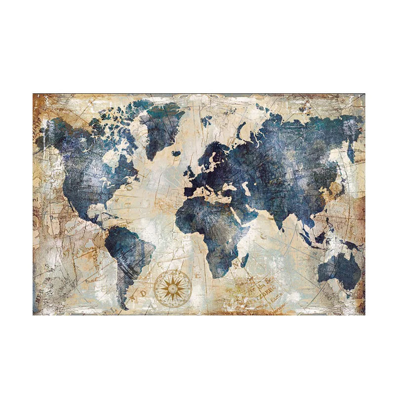 Big Size Vintage Watercolor World Map Painting Canvas Painting