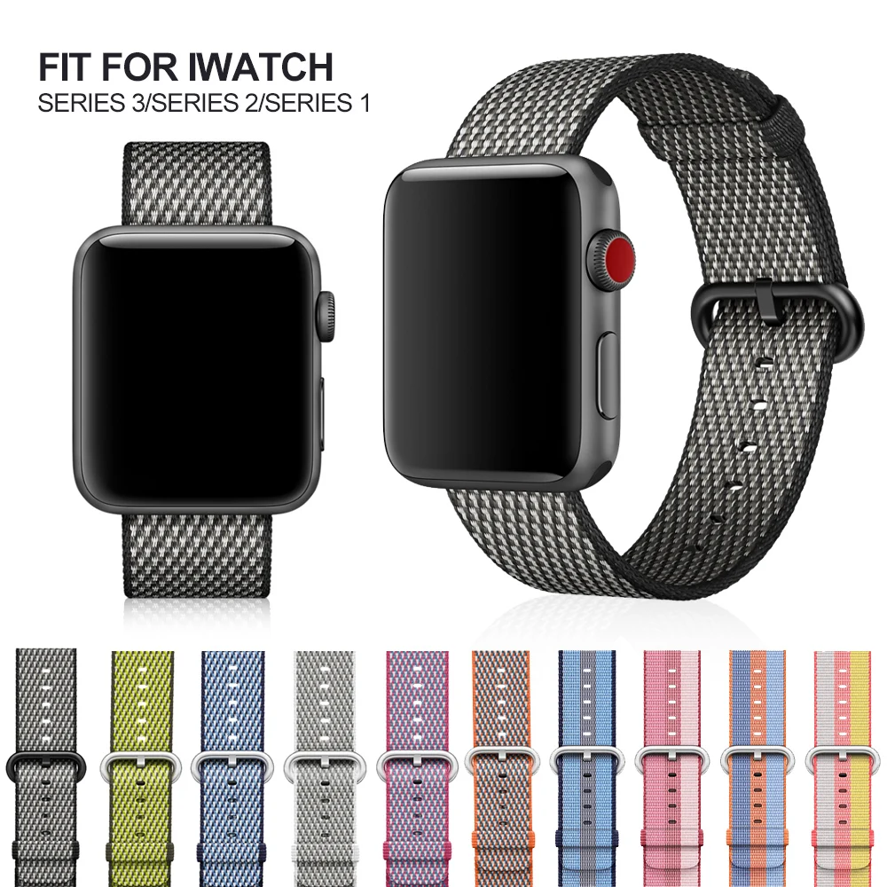 Sport woven nylon strap band for apple watch 3 42mm 38mm wrist bracelet belt fabric-like nylon band for iwatch 3/2/1 MU SEN