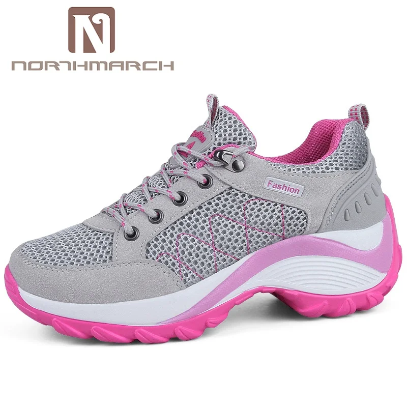 NORTHMARCH/дышащие кроссовки для женщин; модная женская обувь на платформе; tenis feminino; повседневная женская обувь; Les chaussures femme - Цвет: Серый