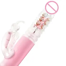 12 Frequency Rotation Beads Rabbit Vibrator Dildos for Women Rechargeable 3 Speed Telescopic Vibrator Sex Toys for Woman