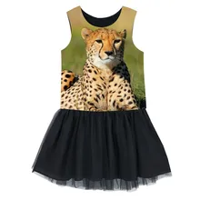Детское платье; одежда без рукавов с принтом маленького леопарда; модная одежда; детское платье; новое летнее платье для девочек