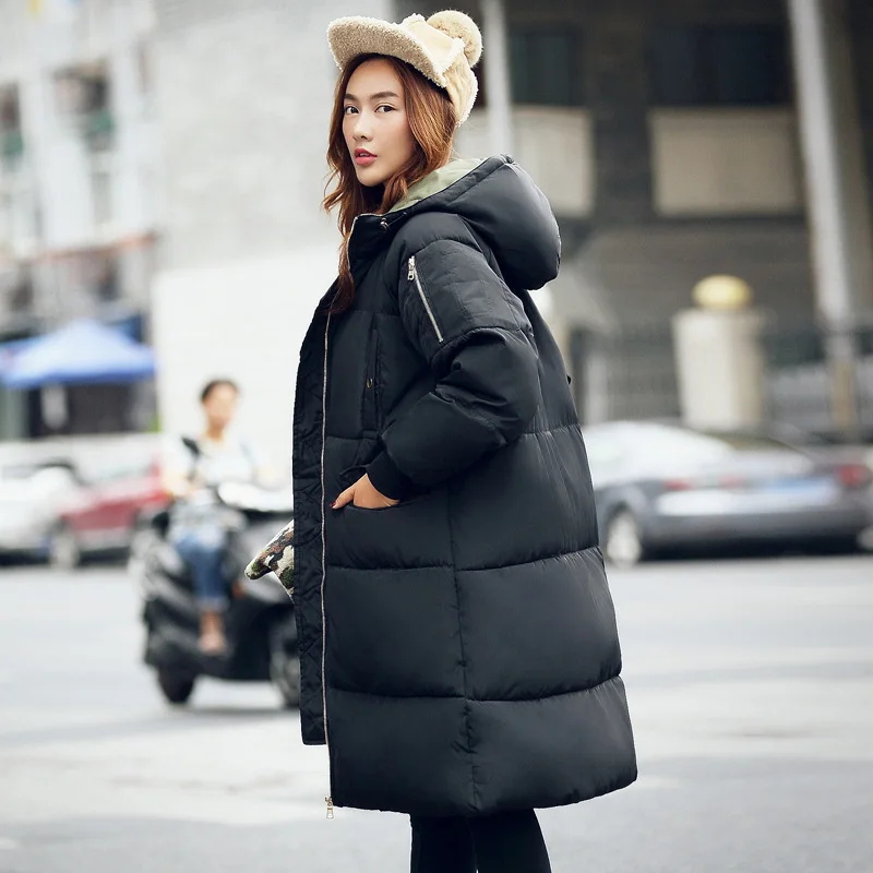 Новинка, очень плотные теплые женские пальто и куртки, зимнее Armygreen, черный, хаки, модное женское зимнее пальто CC307 - Цвет: BLACK