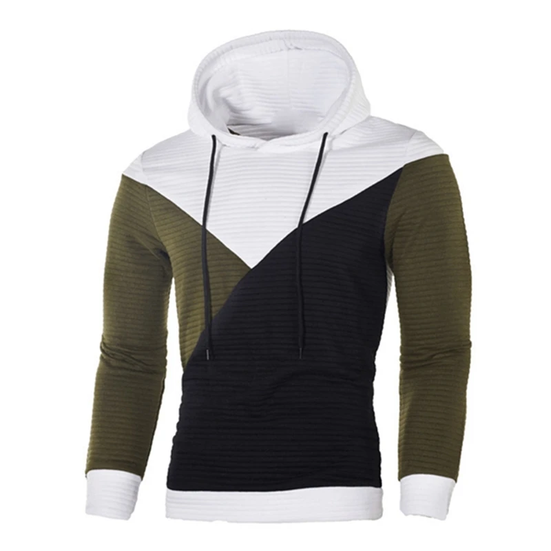 

Men Fashion Colorblock Splice Striped Hip Hop Hooded Sweatshirt Casual Long Sleeve Knitted Pullovers Sweatshirt Coat Outwear