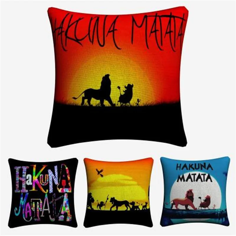 الأسد الملك وسادة مزينة من الكتان والقطن غطاء 45x45 سنتيمتر ل أريكة كرسي المخدة ديكور المنزل