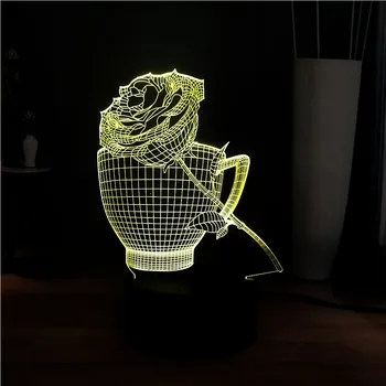

Creative Romantic 3D LED RGB 7 Color Change DEC Mood Bedside Sleep USB Night Rose Cup Lamp Holiday Girlfriend Gift Free Shipping