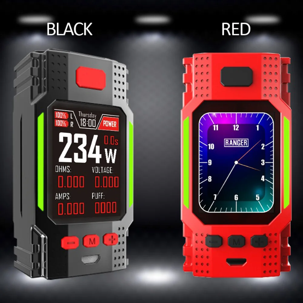 

Original Hugo Vapor Ranger GT234 TC Box Mod 234W 2.0" TFT Colorful Screen Temperature Control Upgradeable Firmware Box Mod Kit