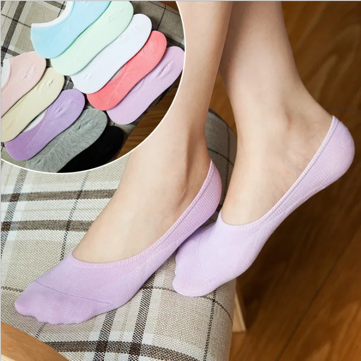 

Candy colors Knitted cotton Silicone anti-slip Lady socks Female socks Spring and summer Thin section Breathable fashion
