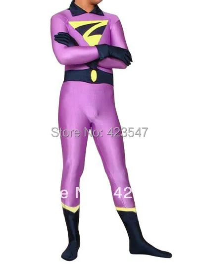 Dark blue purple yellow spandex DC Comics The Wonder Twins Zentai Superhero Halloween Costumes