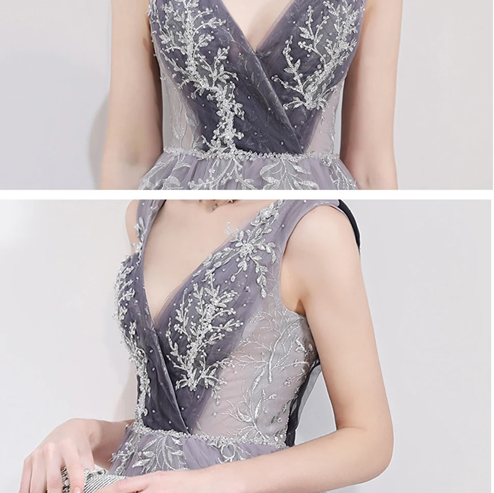 LAMYA vestido de festa вечернее платье с вышивкой и v-образным вырезом, вечернее платье для выпускного вечера длинное Обтягивающее Платье De Soiree А-силуэта, торжественное платье