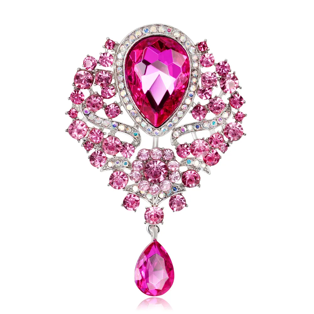 The New Styles Six Colors Rhinestone Crystal Pendant Alloy Brooch
