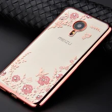 Segredo Metal segredo caso flor para Meizu nota 3 MX5 MX5 pro MX6 chapeamento quadro macio TPU diamante tampa traseira
