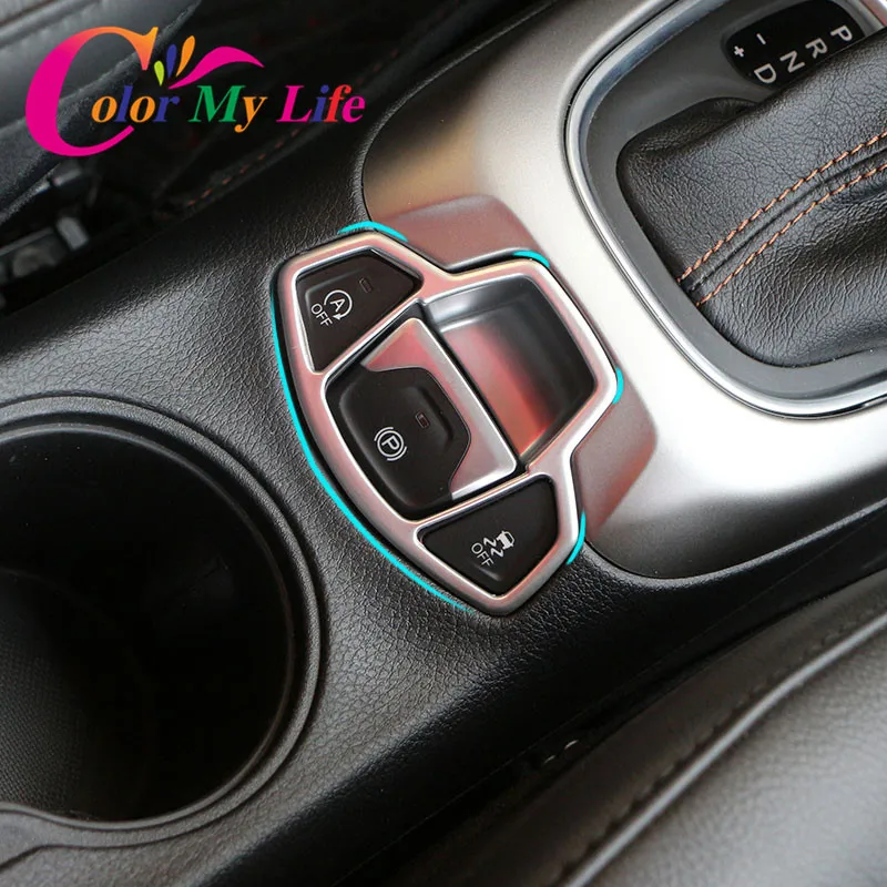 

Color My Life Car Interior Center Console Handbrake Button Cover Trim Sticker for Jeep Compass 2017 2018 Renegade 2015 2016 2017
