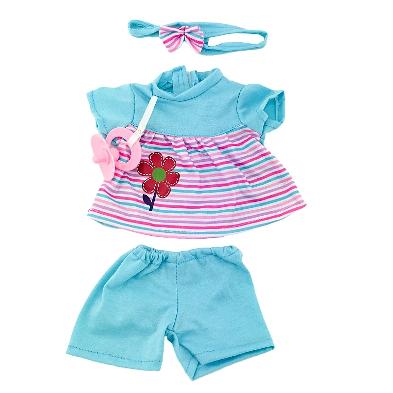 

Fit 18 inch 40cm-43cm Doll Clothes Accessories Born New Baby Doll Hair band Sunflower Blue Clothes Suit For Baby Gift