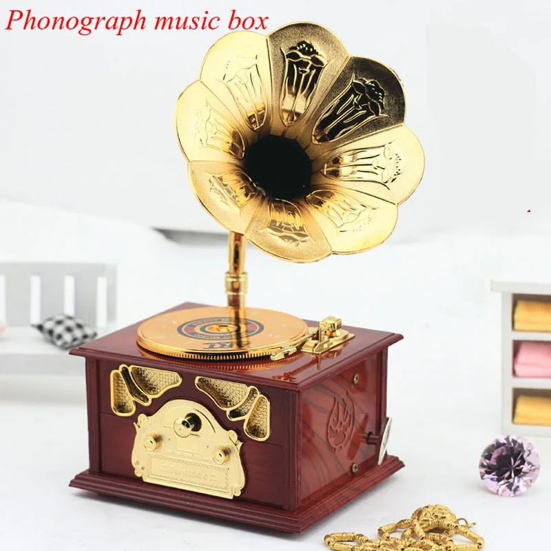 Vantage Phonograph Music Box For Elise Retro Style Plastic Gramophone