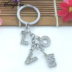 Мода menglina Хрустальный брелок "любовь" для женщин аксессуары маленькие металлические буквы для ключей аксессуары для девочек Подарки 70222