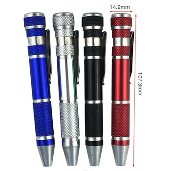 

Portable 8 in 1 Aluminum Pen Style Screw Driver Multi-Tool Precision Mobile phone Repair Tool Kit Screwdriver Set Bits
