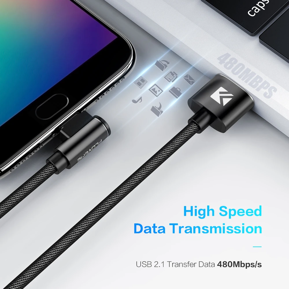 FLOVEME USB C кабель для Xiaomi Mi 8 huawei mate 20 Pro samsung S9 S8 90 градусов передачи данных быстрой