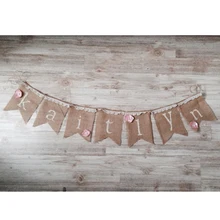 День рождения мешковины на заказ ручной работы baby shower новая кружевная домашняя распродажа гирлянда вечерние украшения для маленьких девочек Лидер продаж