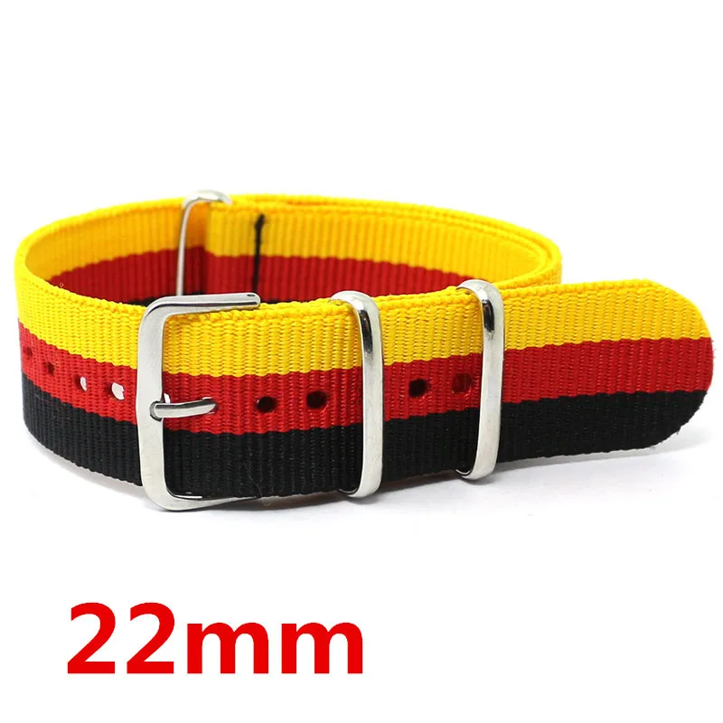22mm Width Fabric Nylon Canvas Wrist Watch Band Strap Germany DE Flag