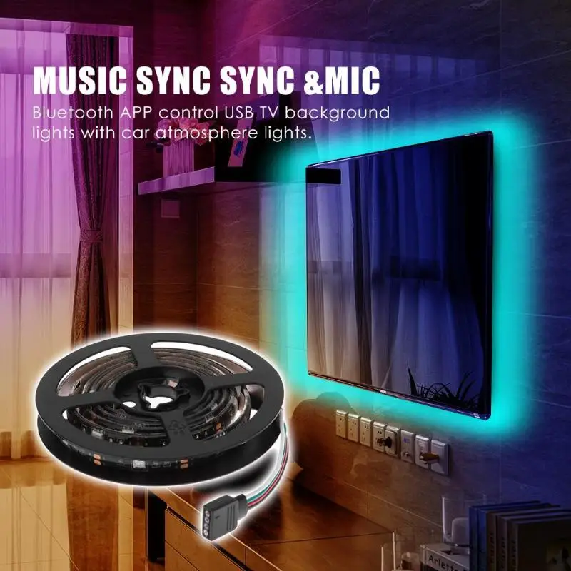 

RGB LED strip light 5050 SMD diode led ribbon tape waterproof Bluetooth APP control DC12V Music Sensor for TV Background Ligting