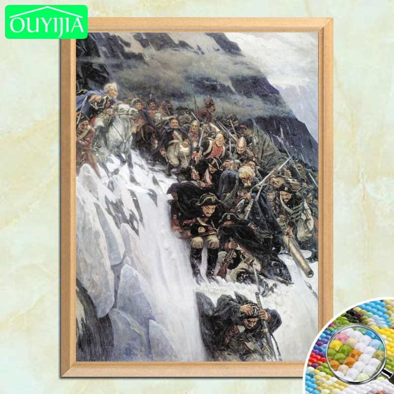 

Russian Painter Vasily Surikov "Suvorov Crossing the Alps" 5D DIY Diamond Painting Square Diamond Embroidery Rhinestones Picture