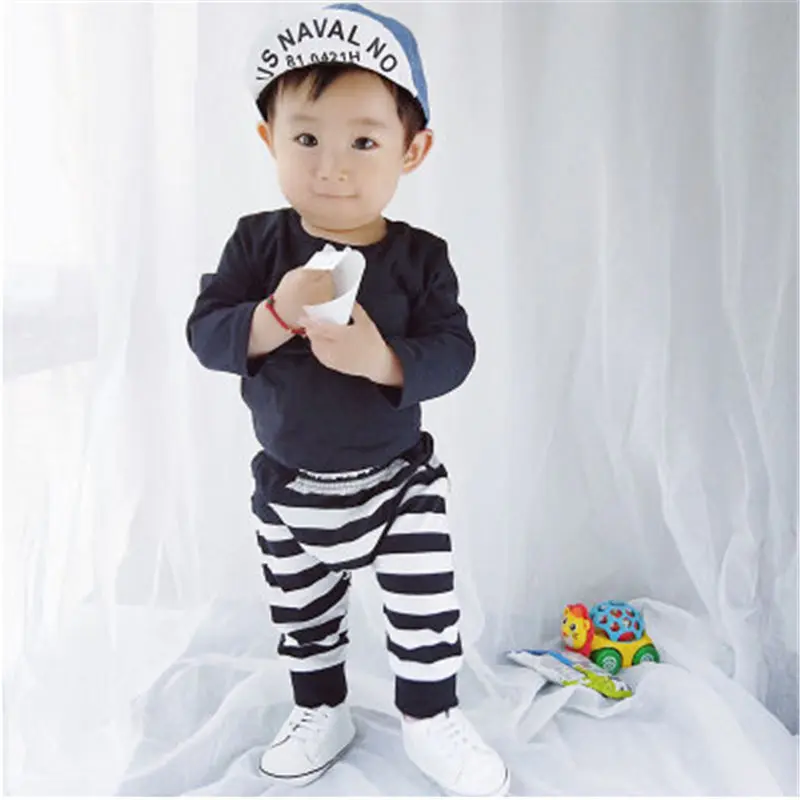 Hot Autumn New Korean Version Pants Cotton Stripe Unisex Baby Boys Girls Pants Big Butt Children's Pants Thickening Baby