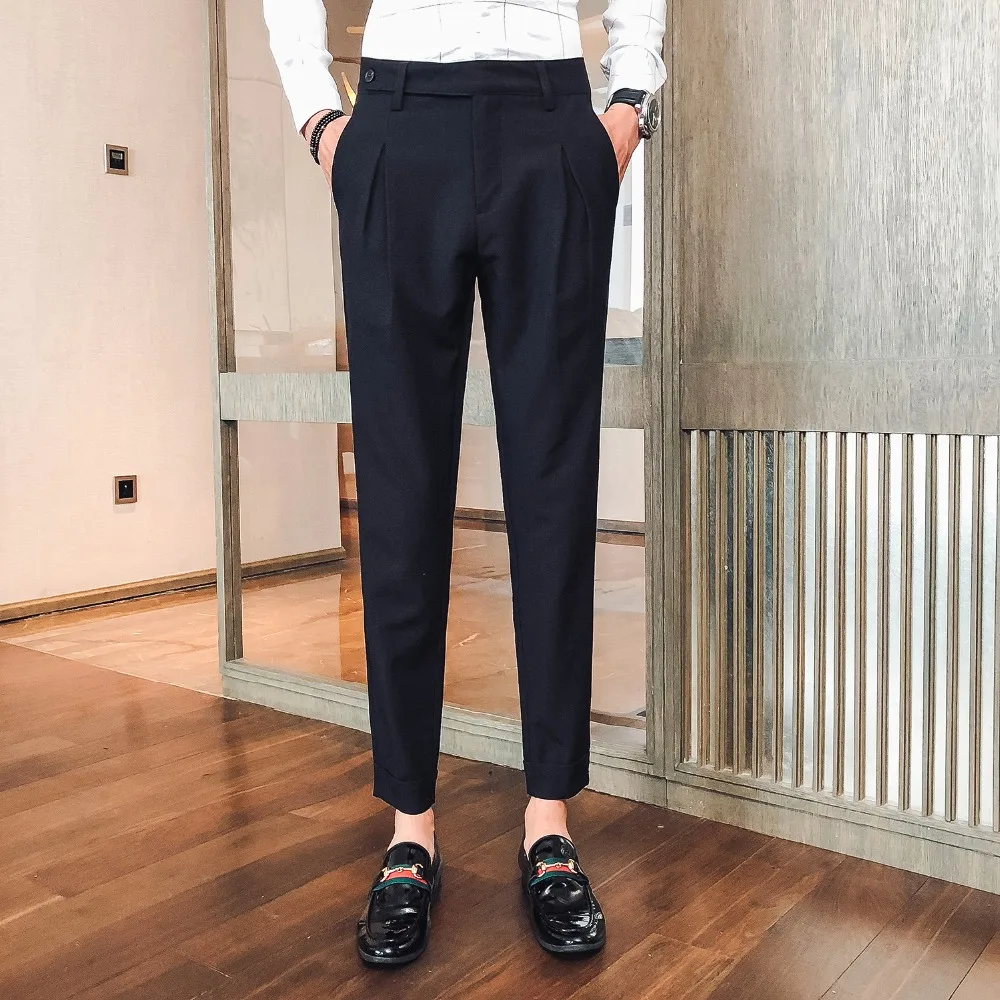 Офисные брюки для мужчин, нарядные брюки, формальные серые вечерние облегающие мужские брюки, мужские черные брюки