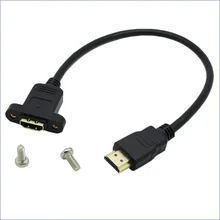HDMI 1,4 V мужчины к hdmi Женский удлинитель 19pin 19-Core лента фольговая 3D с резьбовое отверстие стопор для монтажа на панели 30 см 60 см 1080 P