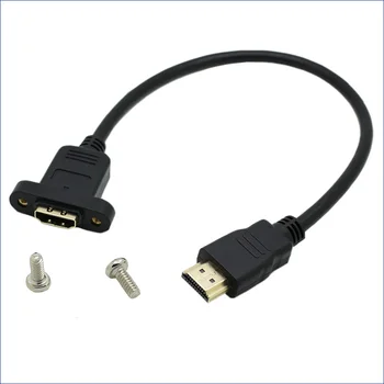 

HDMI 1.4V male to hdmi Female extension cable 19pin 19-Core Foil Shielding 3D with Screw Hole Lock Panel Mount 30cm 60cm 1080P
