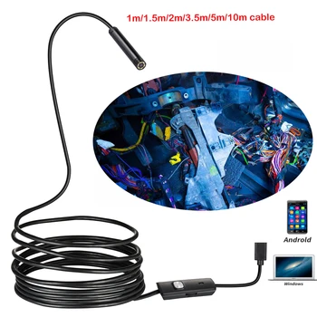 

7mm Lens 1-5M Soft Cable Android Endoscope Camera Pipe Inspection Waterproof PC Andorid Phone Borescopes OTG Industrial Camera