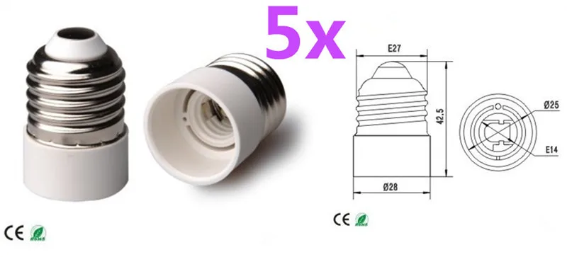 5x E27 к E14 адаптер конвертер Светодиодные лампы держатель E27 к E14 продлить База Новый высокое качество разъем