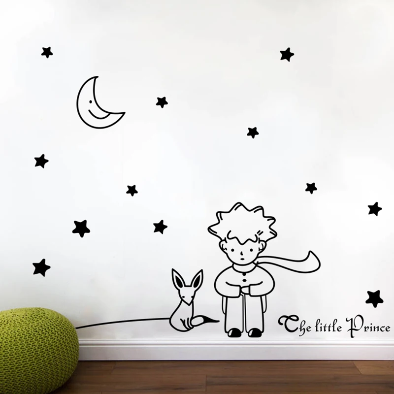 Popular Book Fairy Tale The Little Prince Fox Moon Star Wall Sticker For Kids Room Baby Birthday Gift Nursery Vinyl Mural Decals