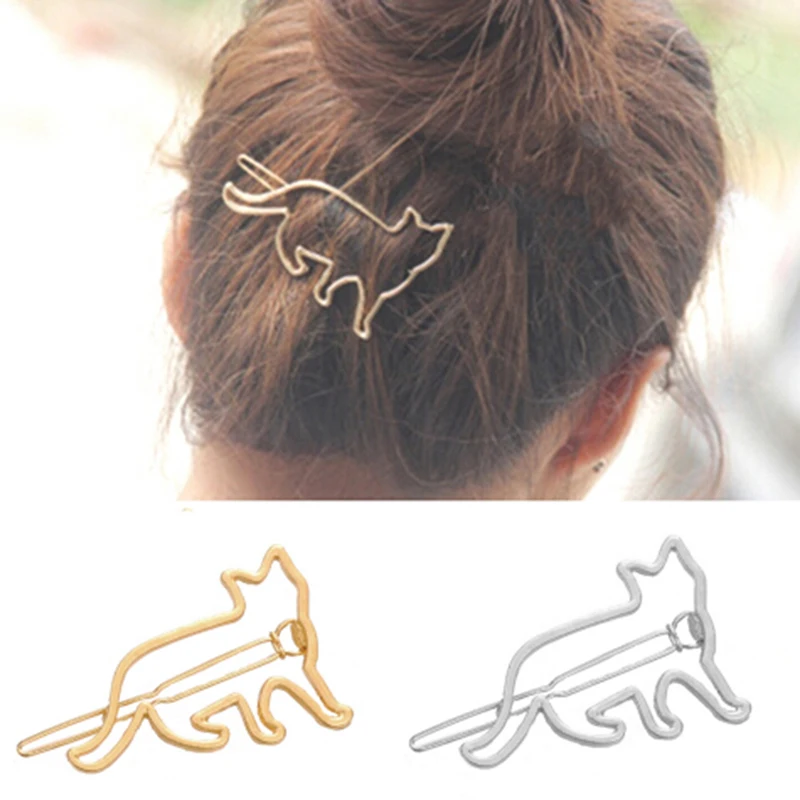 1 PC Lovely Cat Hair Clip Cute Animal Hollow Cat Hairclip Hair Pin