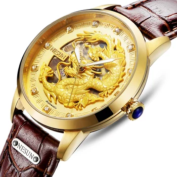 

Nesun Skeleton Dragon Switzerland Watch Men Luxury Brand Automatic Mechanical Men's Watches Sapphire Waterproof clock N9306-1