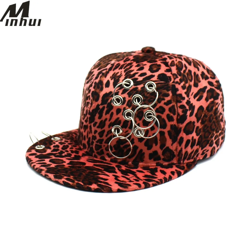 

Minhui 2017 New Fashion Iron Rings Cap Men Snapback Hats Leopard Hip Hop Caps for Women Men Hat