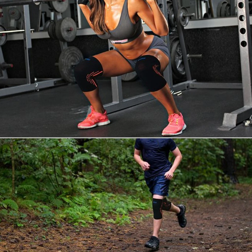 Performance Compression Knee Sleeve Brace Nylon Sport Fitness Gym Basketball Volleyball Brace Support Guard for Unisex 
