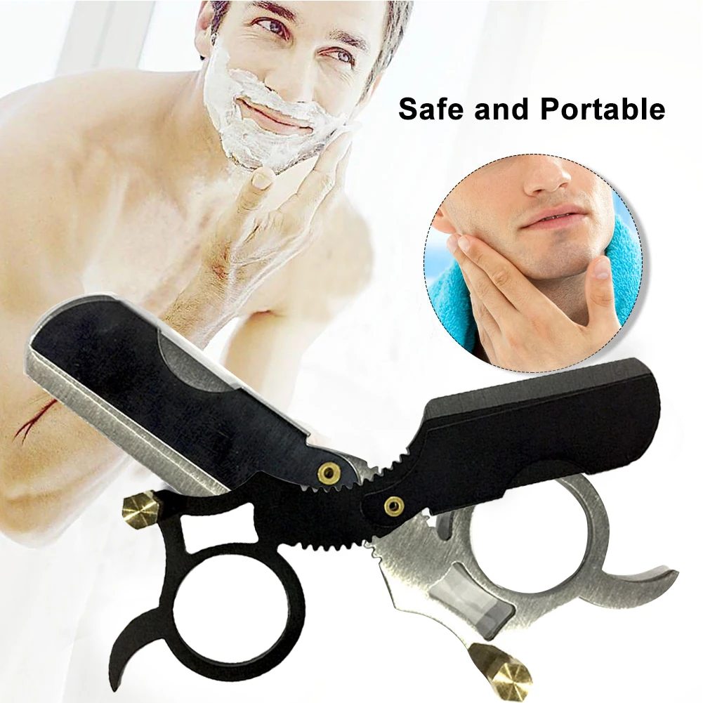 Barber Razor Haircut Beard Eyebrow Shaving Tool Manual Depilation Hairdresser Cutter Holder Oil Head Straight Edge Steel