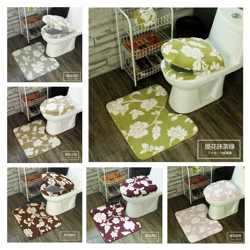 

Cute Soft Plush Warm Bathroom Toilet Seat Cover Bath Mat Holder Closestool Lid Cover 3pcs/set Toilet Seat Cushion